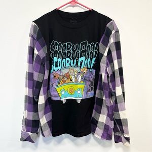 Scooby Doo sweater! Custom reworked Scooby Doo flannel plaid long sleeve shirt